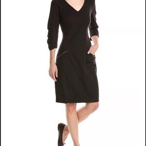 XCVI Black 3/4 Sleeve Dress with Zipper Accents